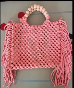 Woven Women's Crossbody Mini Bag Mobile Phone Bag Hanging Wrist Coin Purse Summer - Pink - View 1