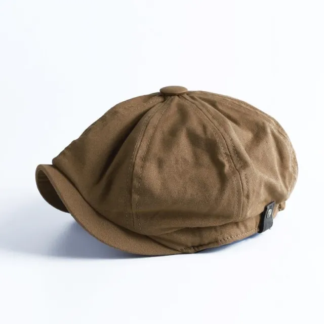 Vintage Spring And Autumn Leisure Wool British Octagonal Hat Cotton Coffee - Shop at LoveMi