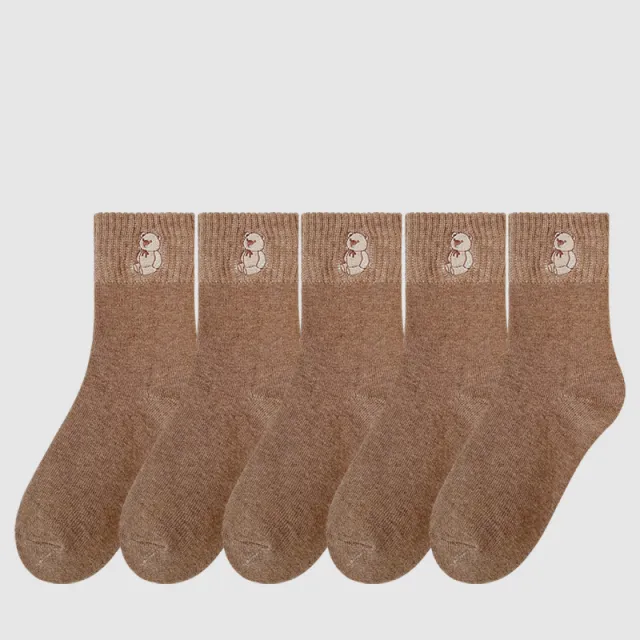 Women's Fashion Terry Padded Warm Solid Colour Socks Light Coffee - Shop at LoveMi