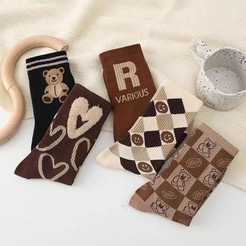 Feather Yarn Plush Bear Socks For Women - Image 5