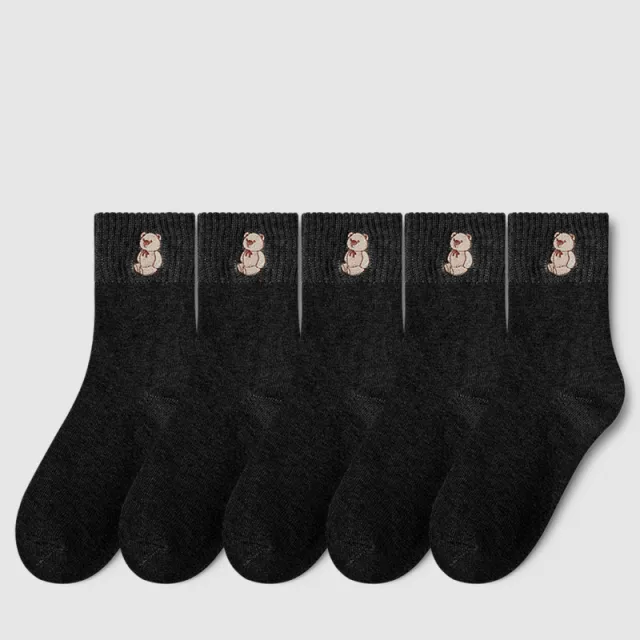 Women's Fashion Terry Padded Warm Solid Colour Socks Black - Shop at LoveMi