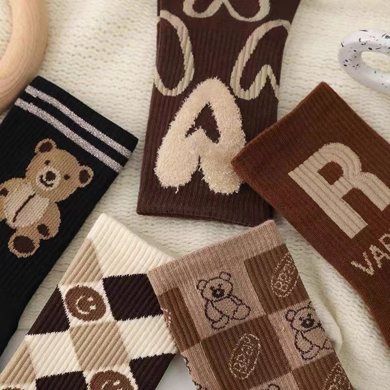 Feather Yarn Plush Bear Socks For Women - Image 1