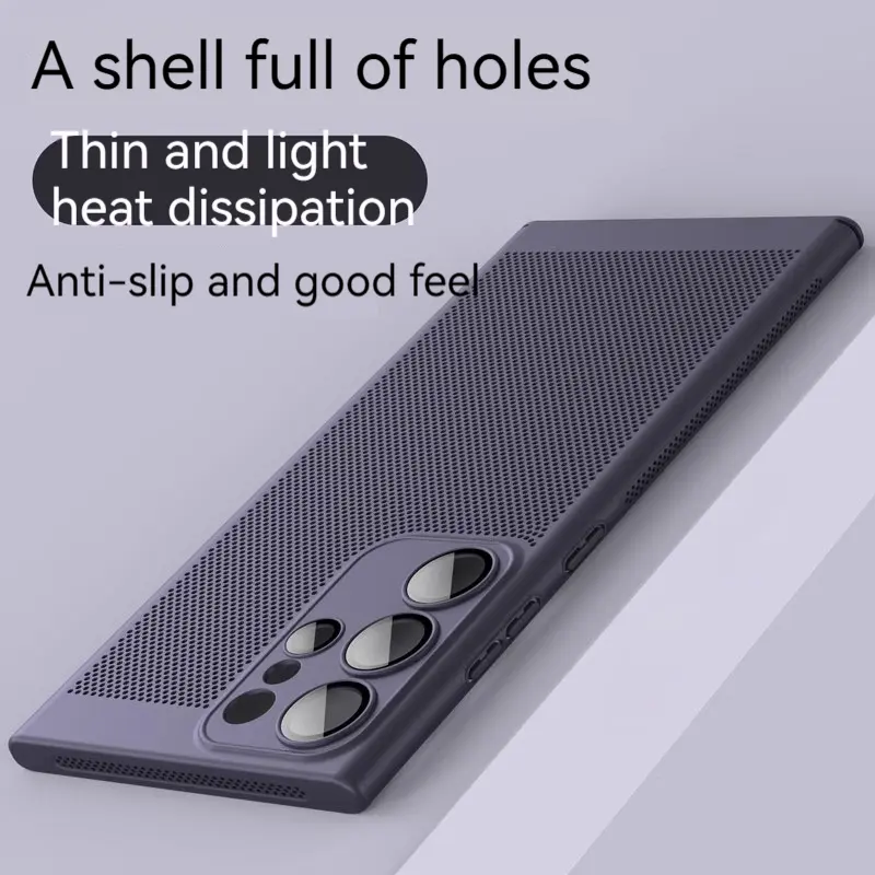 Applicable To S23ultra Phone Case S23 Honeycomb Heat Dissipation S22 All-inclusive Drop-resistant S22ultra Silicone Transparent S21 Magnetic Suction Frameless N