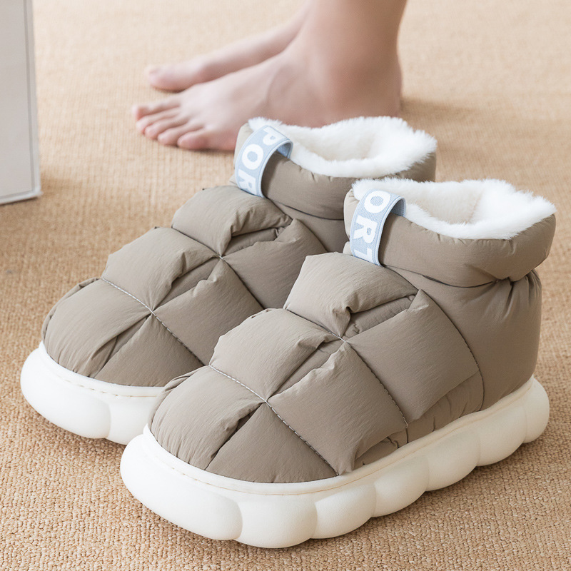 New Winter Couple Checkered Cotton Slippers