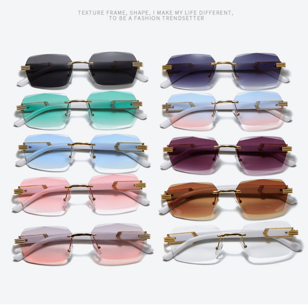 Women's Trimming Ocean Lens Rimless Sunglasses - Image 15