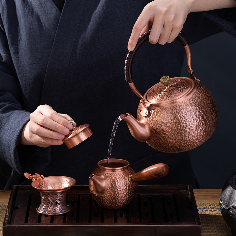 Copper Pot Tea Kettle Handmade Pure Copper Kettle Electric Ceramic Stove Side Handle Pot Pitcher Health Tea Set Copper Teapot - Image 1