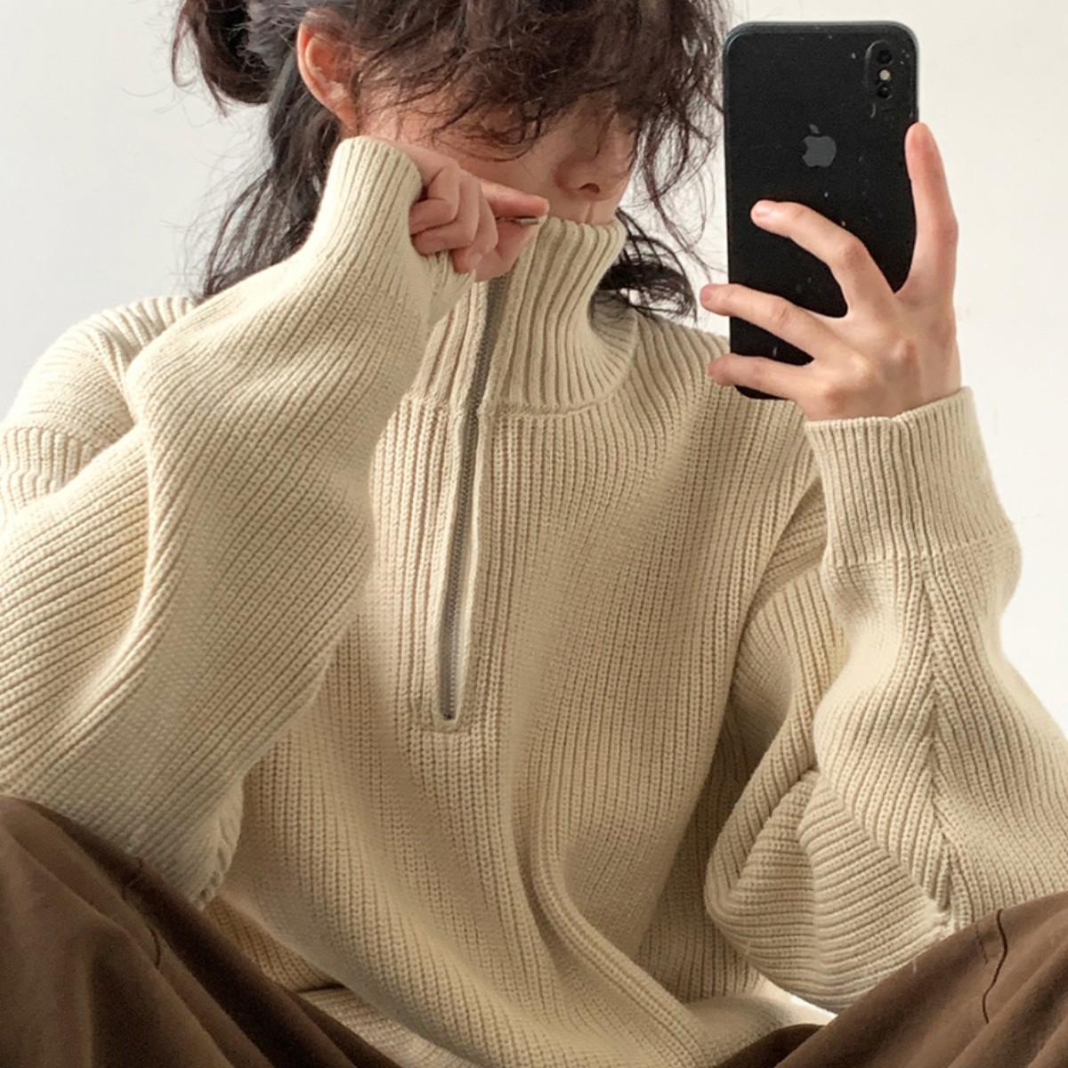 Winter Style Retro Half High Neck Sweater