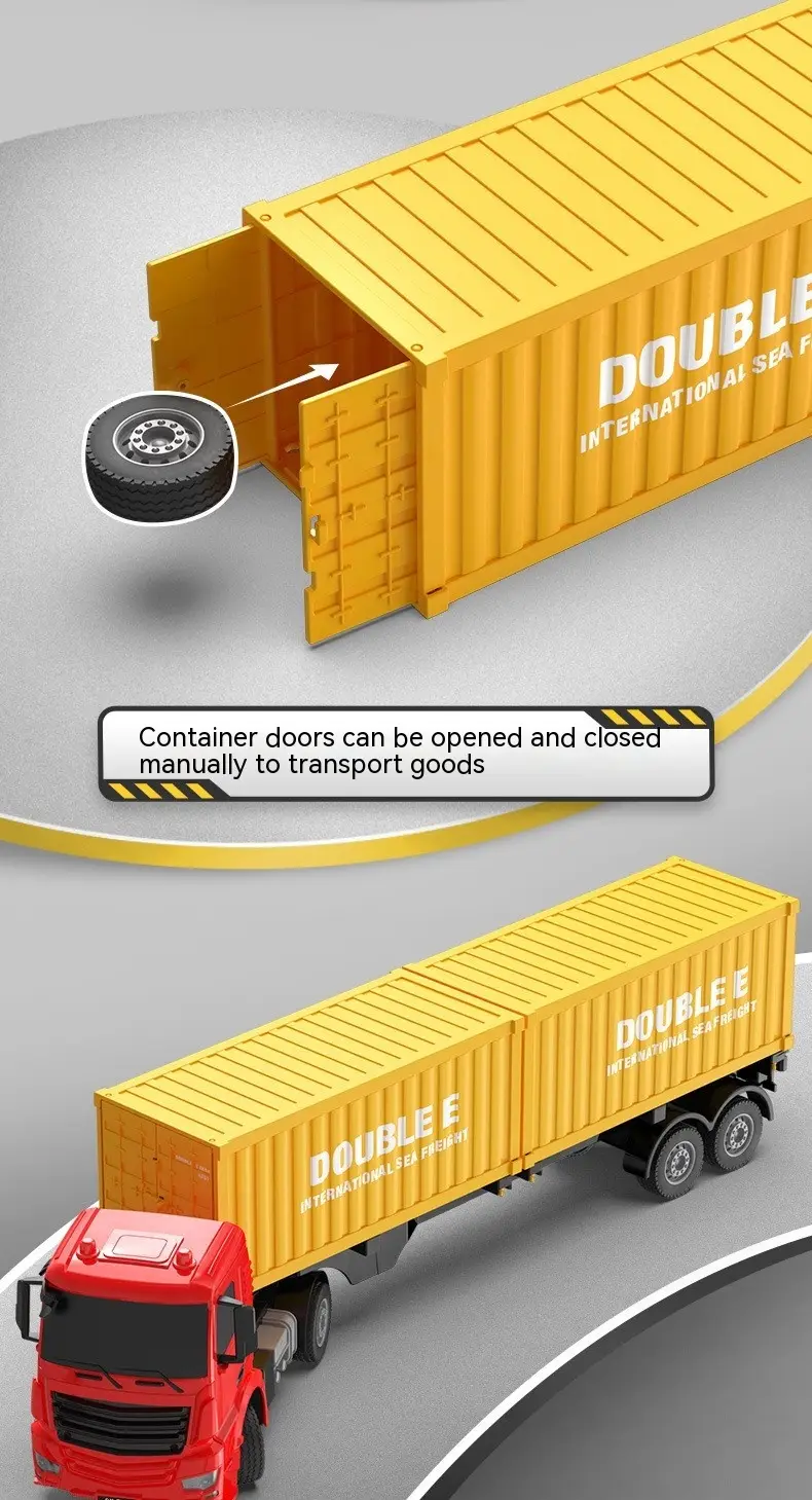 E664 Remote Control Engineering Vehicle Container Truck Flat Trailer Toy
