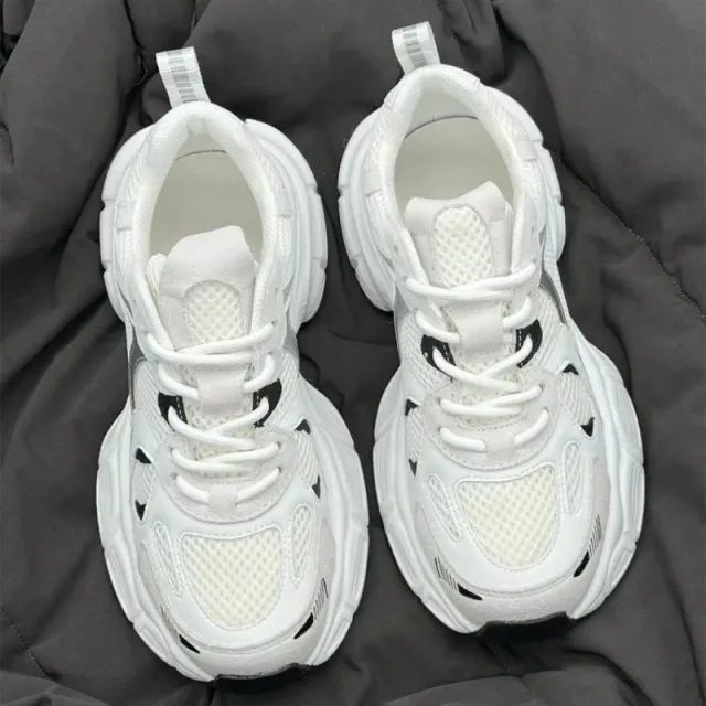 Polar Wave Versatile Mesh Platform Shoes Breathable Casual Sports Beige - Shop at LoveMi