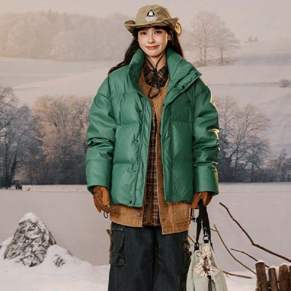 Couple Retro Stand Collar Embroidery Down Jacket — image 1