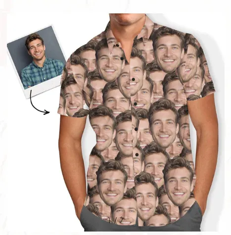 Customised Photo Printed Hawaiian Short Sleeved Casual Shirt - 3Color-3Xl