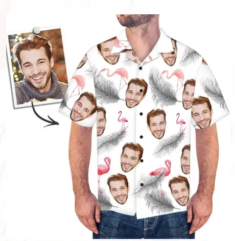 Customized Photo Printed Hawaiian Short Sleeved Casual Shirt 6Color Xl - Shop at LoveMi