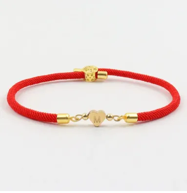Titanium Steel Heart shaped Accessory With 26 Letters, Milan Thread Bracelet Red - Shop at LoveMi