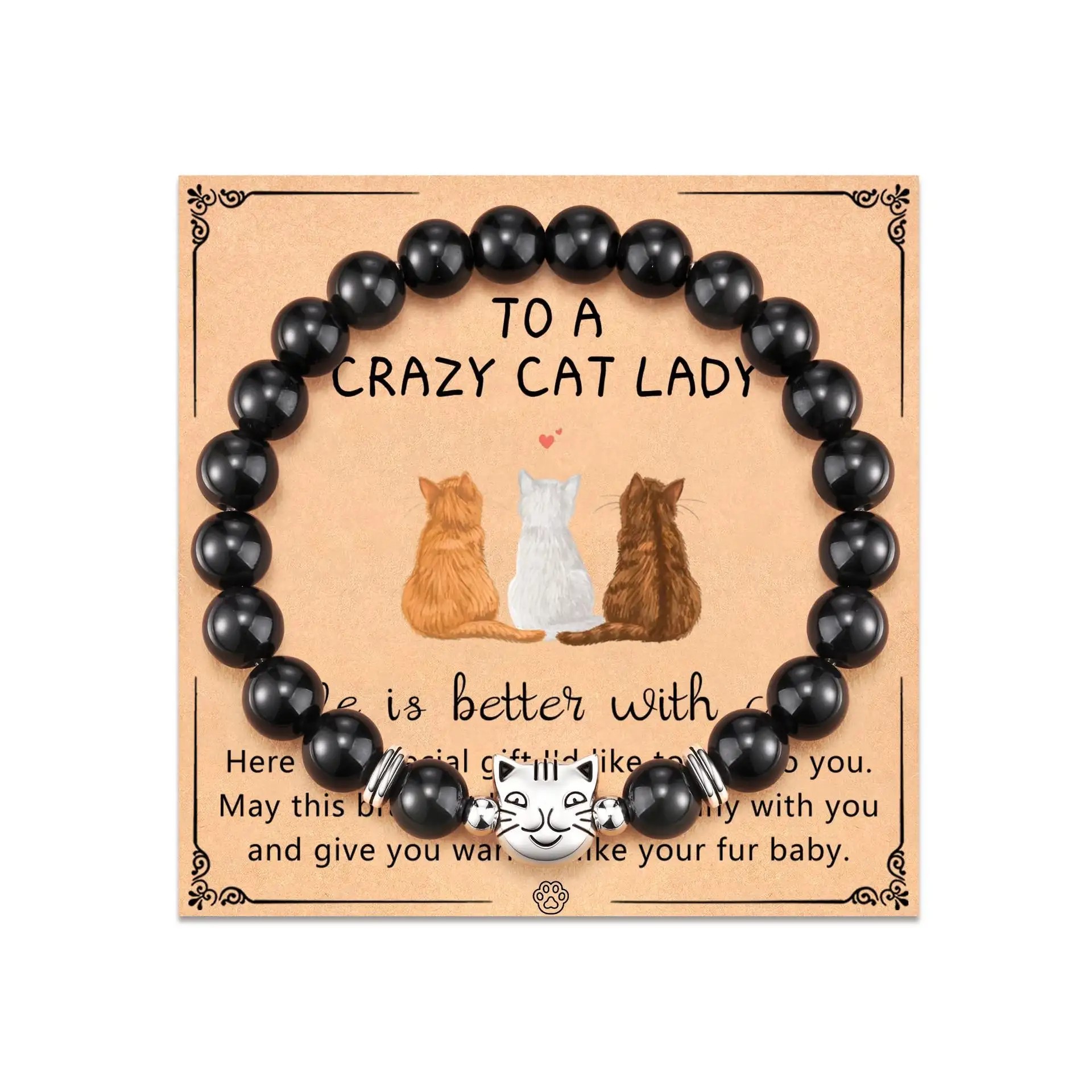 Fashion Jewelry Natural Stone Cat Bracelet Black Magnet Tiger Spot Bracelet