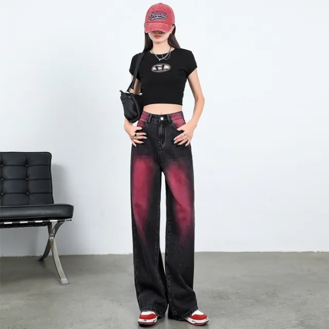Retro Design Gradient High Waist Slimming Jeans Black - Shop at LoveMi