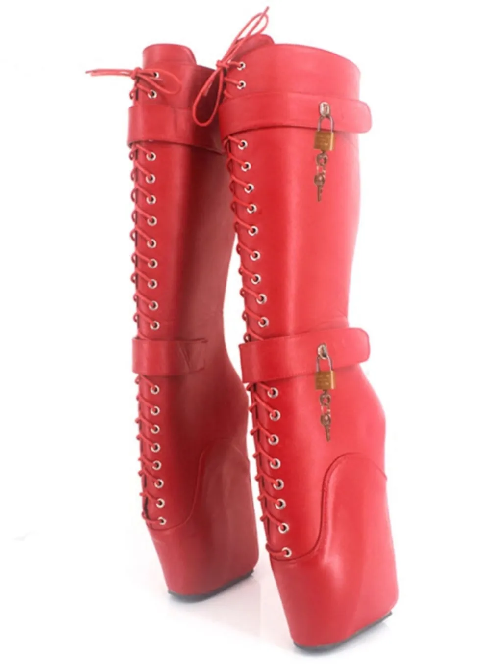 Stretch Slim Lace Up Thigh High Boots - Red