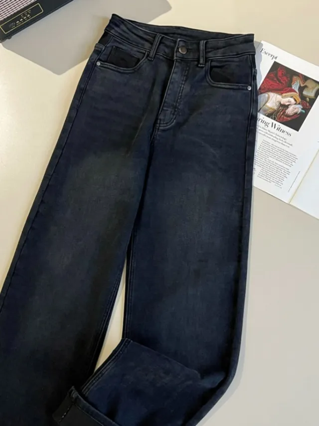 Vintage Handmade Embroidered Warm Washed Jeans Black - Shop at LoveMi