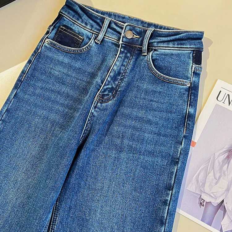 Vintage Handmade Embroidered Warm Washed Jeans - Blue