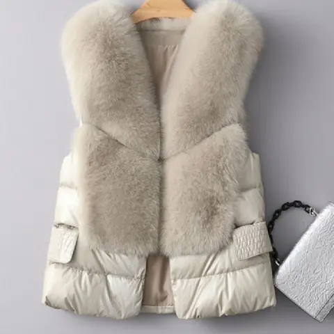 Winter Short Down Jacket Women's Imitation Fox Fur Woolen