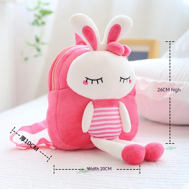Children's Schoolbag Plush Toy Backpack - Rose