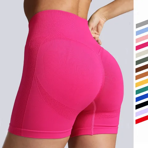 Seamless Yoga Shorts Women Solid Color High Waist Hip-lifting