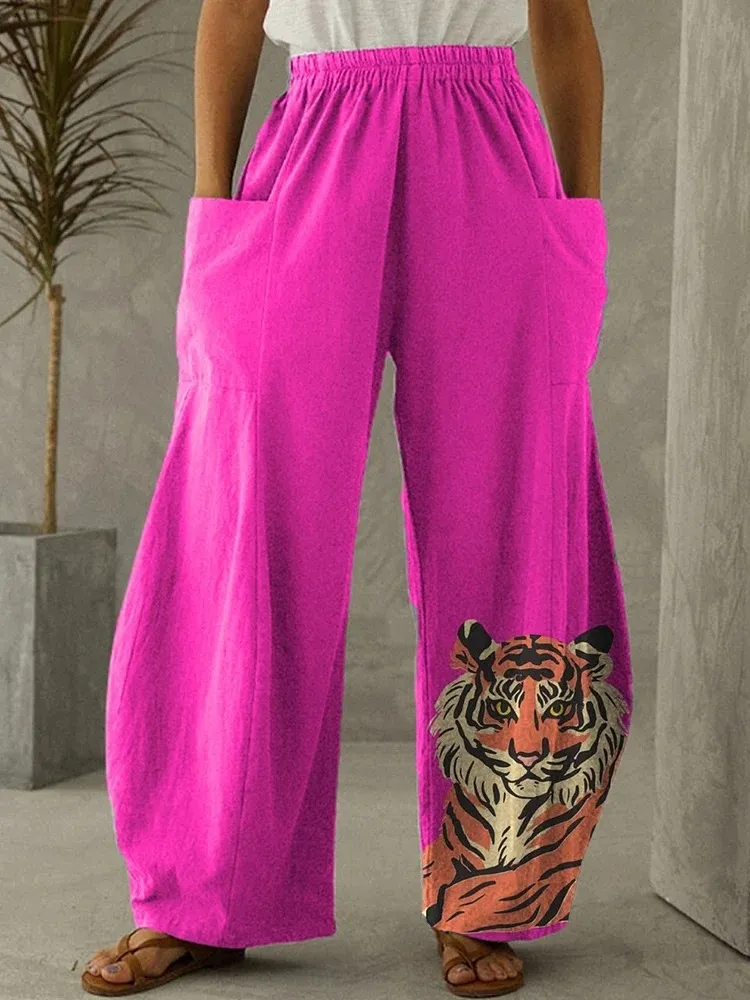 New Printed Wide-leg Pants Flower And Bird Loose Casual Wide-leg Trousers - Style10