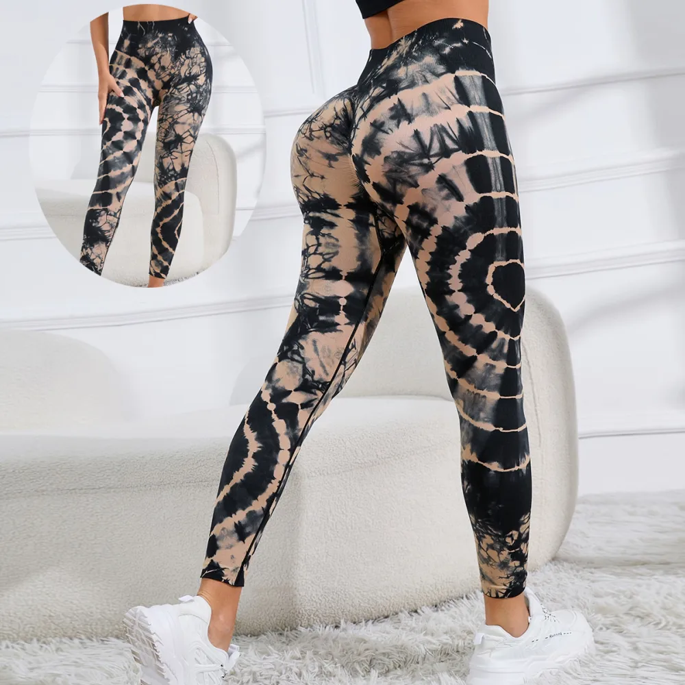 New Tie Dye Printed Yoga Pants Women Seamless High