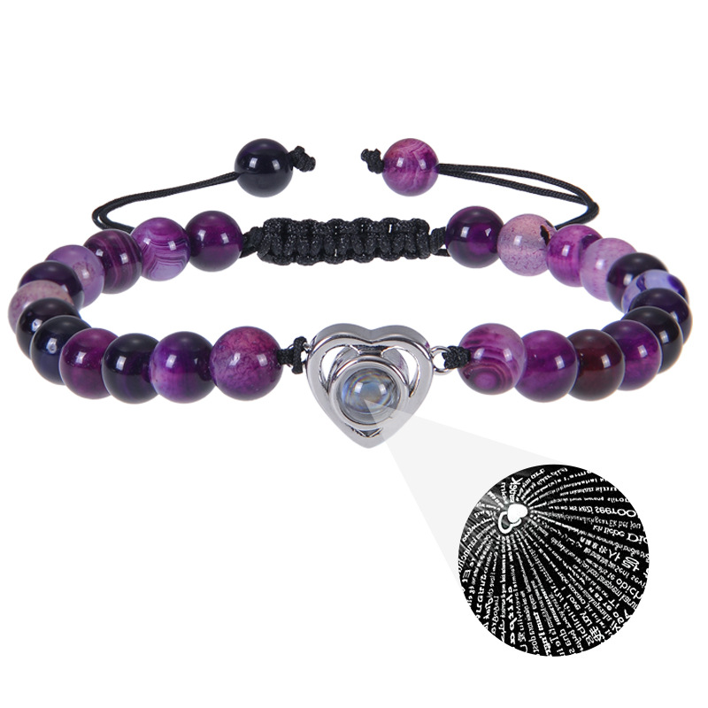 Purple striped agate bracelet