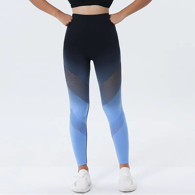 New Hollow Design Gradient Printed Yoga Pants