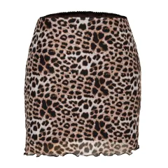 Design Sense Slim Slim A-line Bag Hip Skirt - Leopard Print Yellow - View 1
