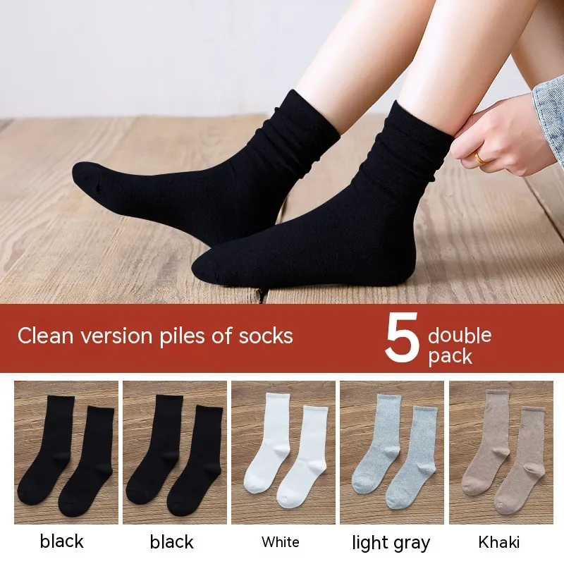 Non Pure Cotton High Tube Loafers And Socks - 5 Style-Sizes35To39
