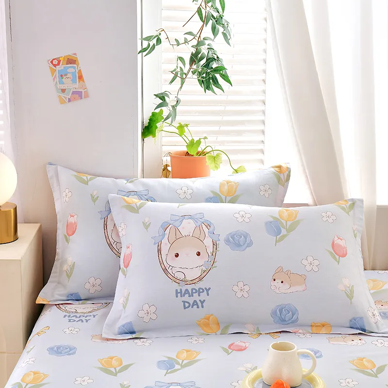 Pair Of Pure Cotton Pillowcases - Xixi Paradise Blue