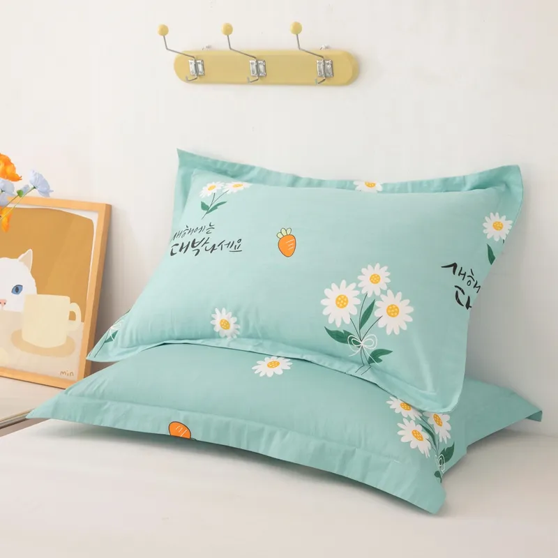 One Pair Of Pure Cotton Pillowcases For Single Person - Daisy Blue