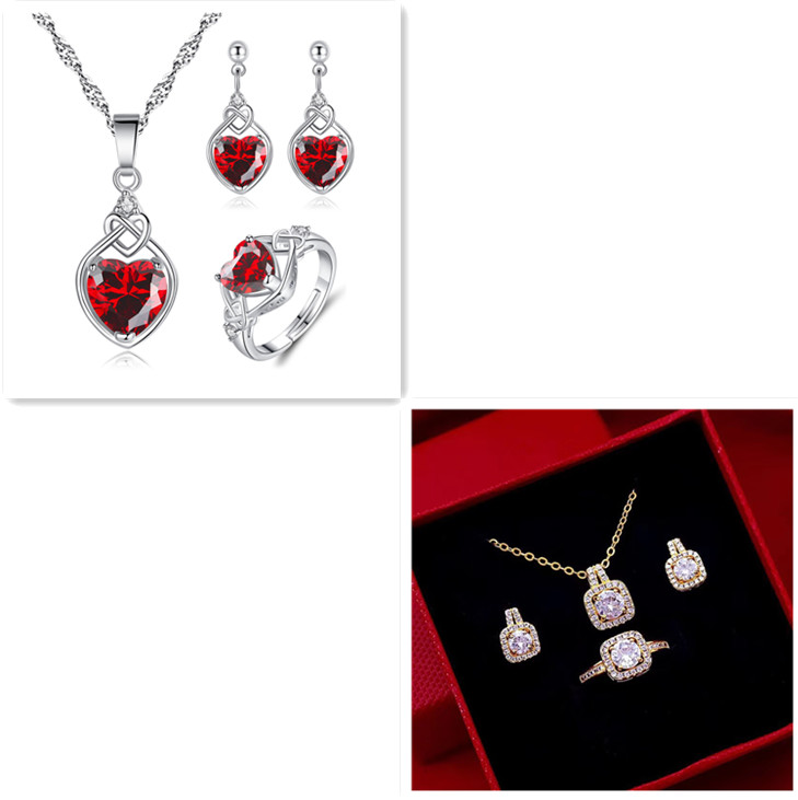 Zircon Jewelry Set with Matching Earrings and Ring.