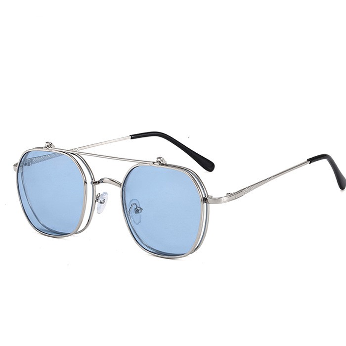 Silver Frame Blue Lens