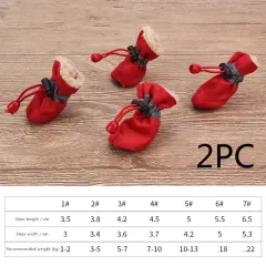 Pet shoes dog soft soled shoes - Red 2Pc - View 1
