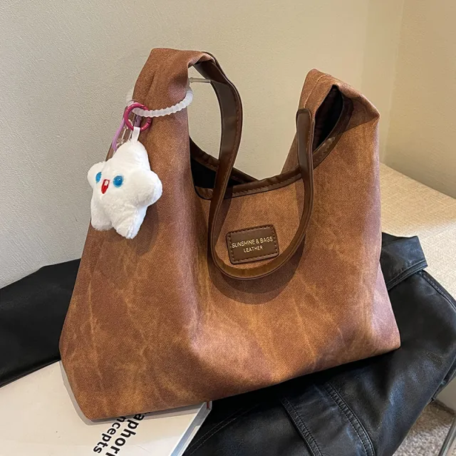 New Autumn And Winter Canvas Denim Tote Bag For College Students, Class Bag, Underarm Shoulder Bag Yellow - Shop at LoveMi