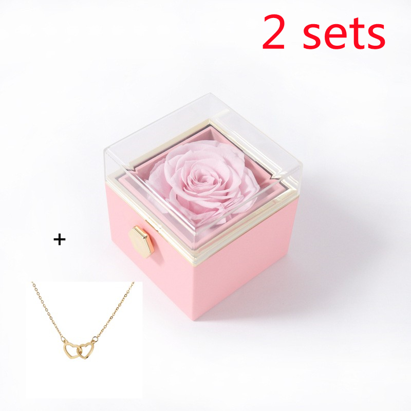 Pink box gold necklace 2PC