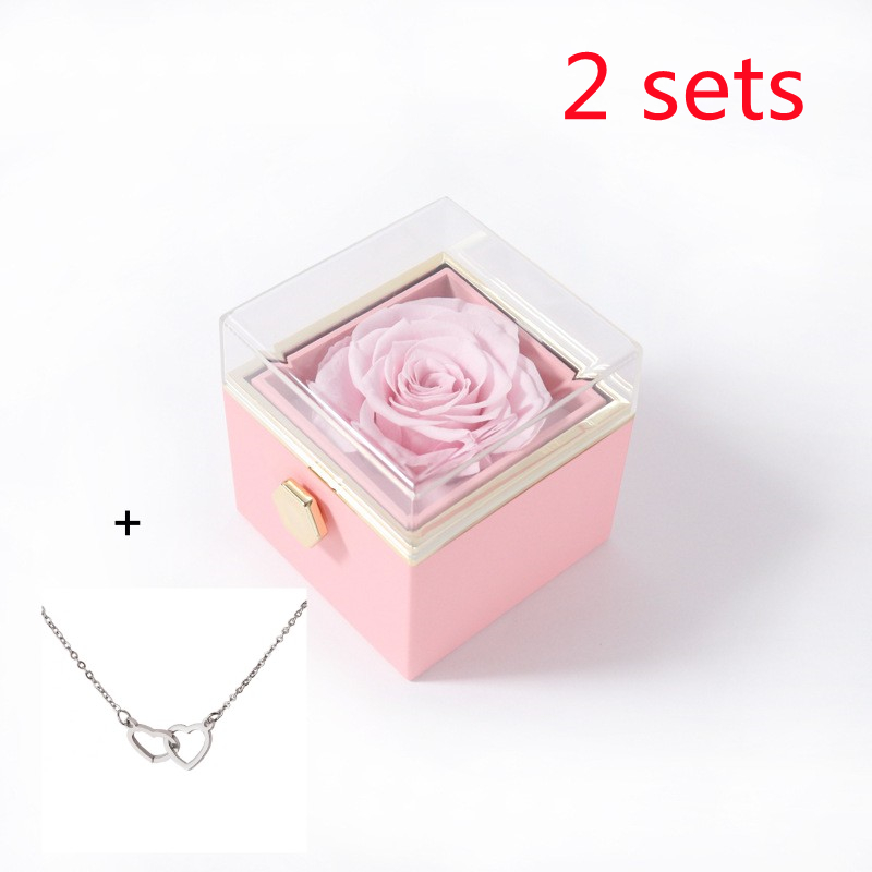 Pink box silver necklace 2PC