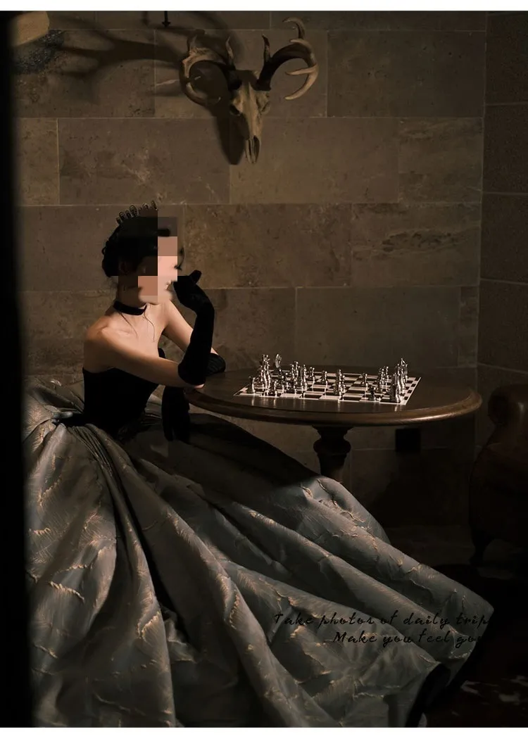 Hepburn Style Toasting Bride's Haute Couture Dress - Black Floor Length