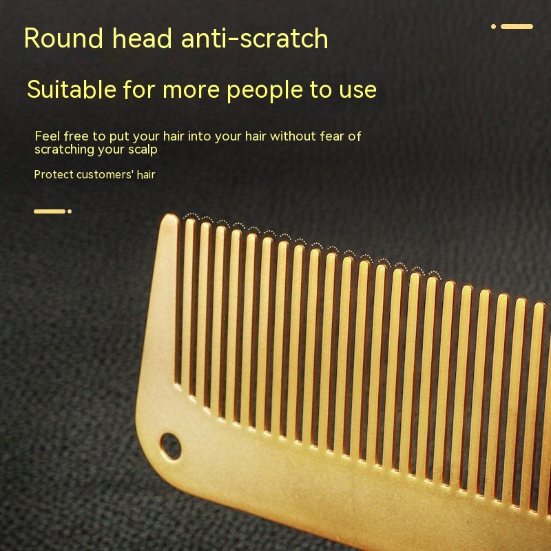 Hair Salon Haircut Flat Head Men's Oil Gold Ultra-thin Hairdressing Double-sided Steel Comb