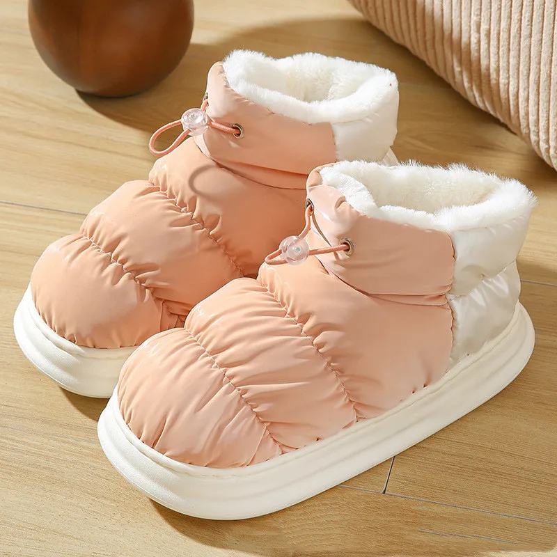 Snow Boots For Women Wearing Waterproof And Windproof Down Fabric In Winter - Pink