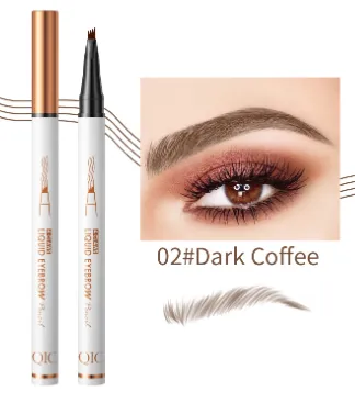 Four fork Eyebrow Pencil Waterproof Sweat proof Not Smudge 2 Dark Coffee Color English - Shop at LoveMi