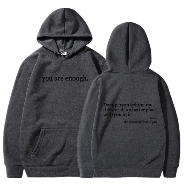 Women's Brushed Hoody Plain Letters Dark Gray Black Text - Shop at LoveMi