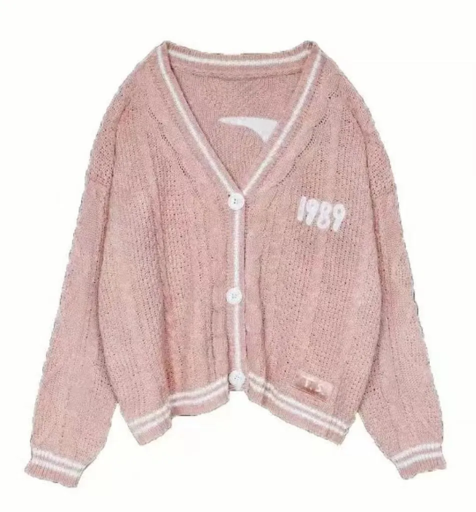 Knitwear Embroidered Cardigan Temperament Youthful-looking Loose Casual Sweater - Pink
