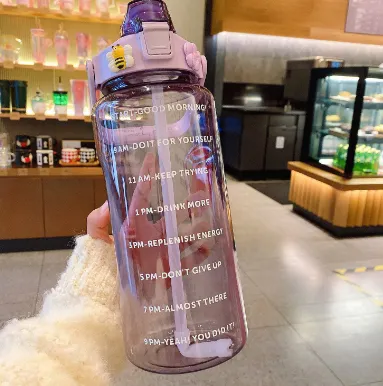 Outdoor Portable Travel With Scale Transparent Water Bottle Cup Set - Purple1