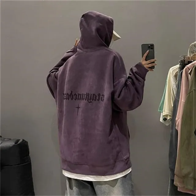 Burgundy Suede Hoodie With Men's Extra Fleece Purple - Shop at LoveMi