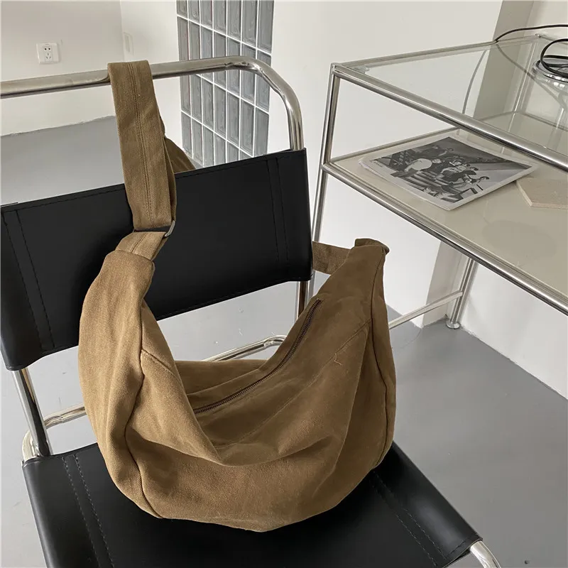 Retro Style Crossbody Tote Bag Large Capacity - Brown