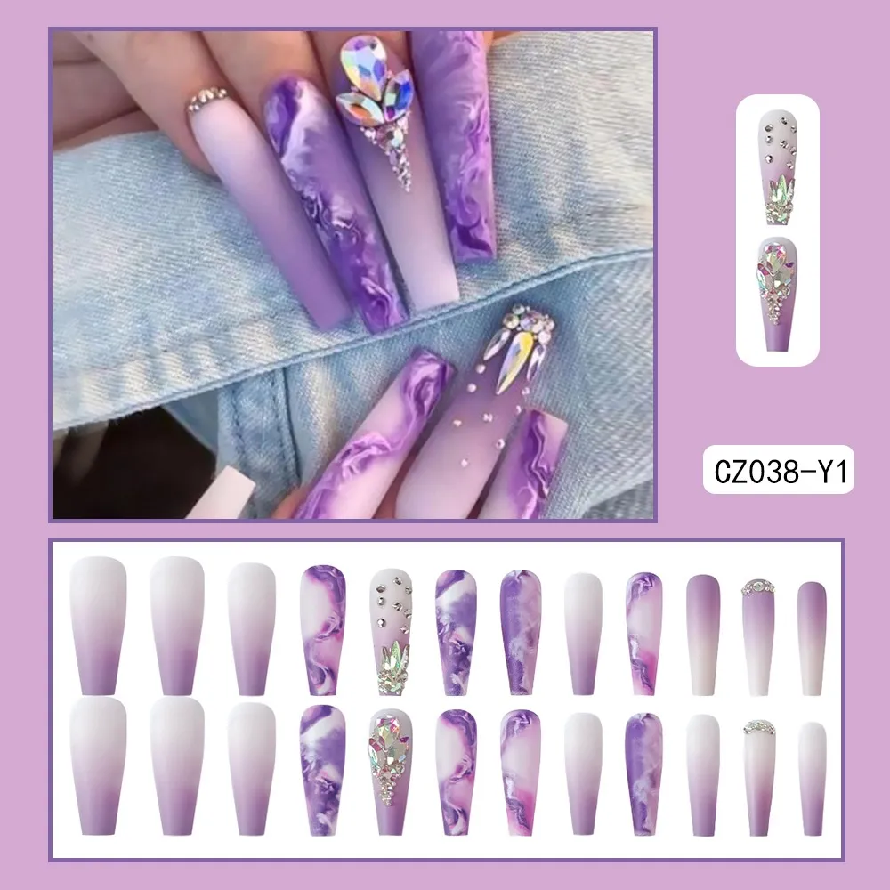 Hand-worn Nail Finished Product - Cz038 Y1 Violet Flash Glue