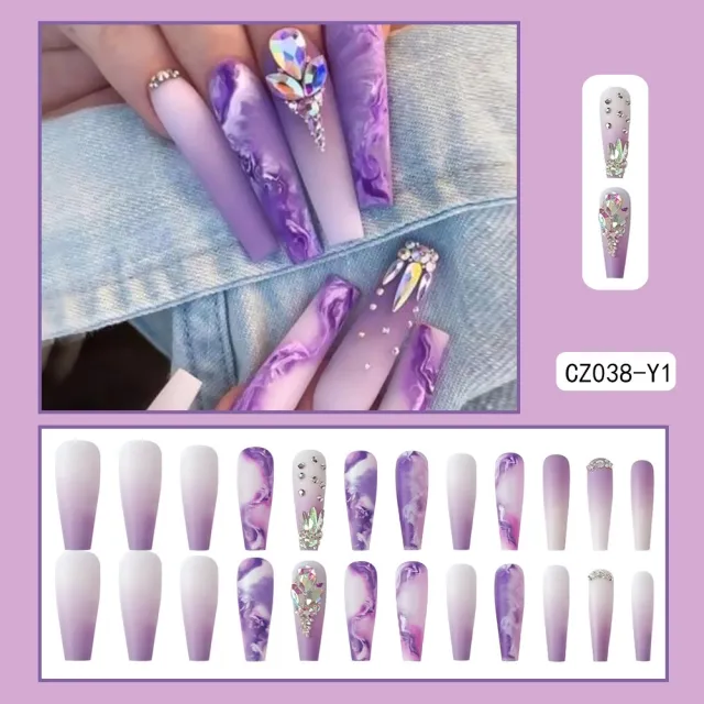 Hand worn Nail Finished Product Cz038 Y1 Violet Flash Glue - Shop at LoveMi